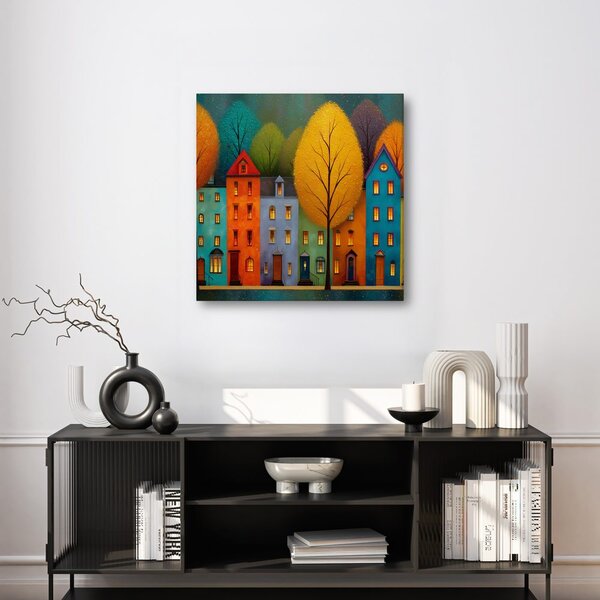 Quadro su tela – Strada autunnale con case