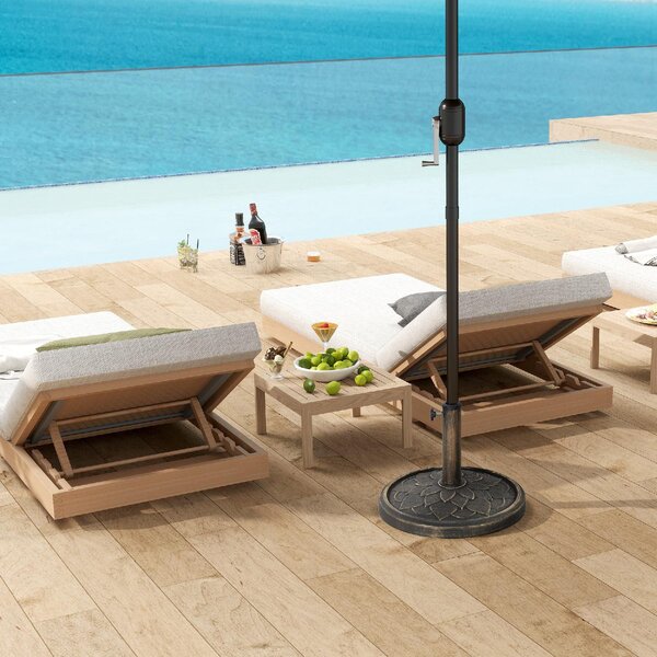VivaGarden Base per Ombrellone da 12 kg con Manovella Integrata in Resina Metallo e Cemento 46x34 cm colore Bronzo