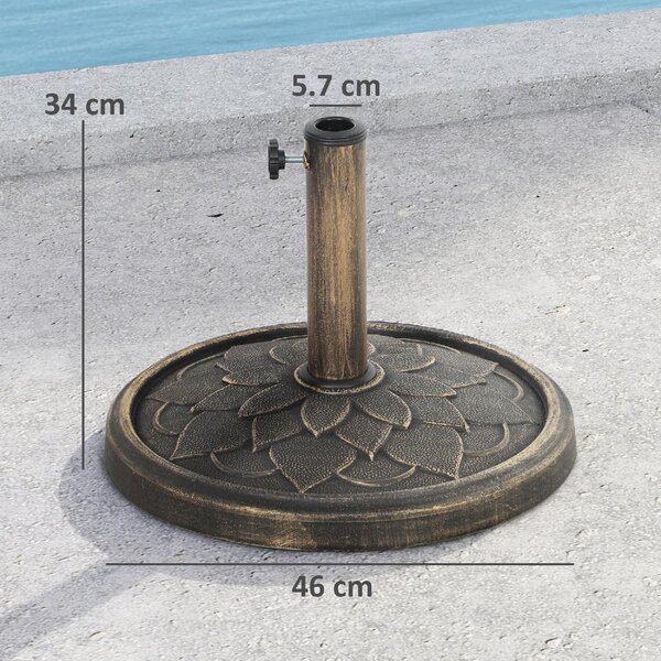 VivaGarden Base per Ombrellone da 12 kg con Manovella Integrata in Resina Metallo e Cemento 46x34 cm colore Bronzo