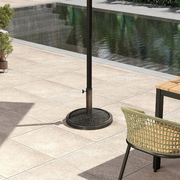 VivaGarden Base per Ombrellone da 12 kg con Manovella Integrata in Resina Metallo e Cemento 46x34 cm colore Bronzo