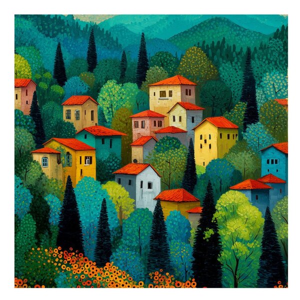 Quadro su tela – Tranquillo villaggio in montagna