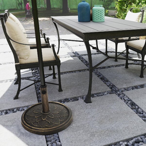 VivaGarden Base per Ombrellone da 12 kg con Manovella Integrata in Resina Metallo e Cemento 46x34 cm colore Bronzo
