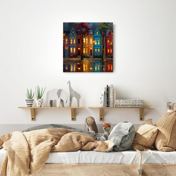 Quadro su tela – Strada luminosa di notte