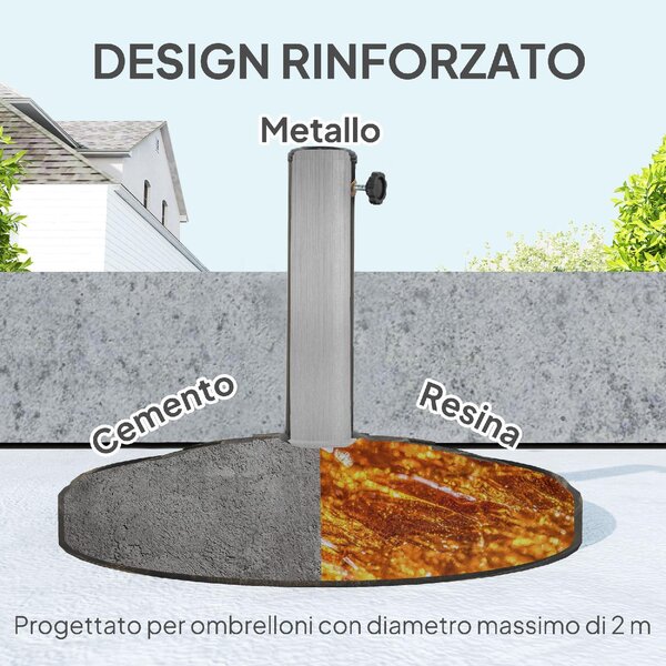 VivaGarden Base per Ombrellone da 12 kg con Manovella Integrata in Resina Metallo e Cemento 46x34 cm colore Bronzo