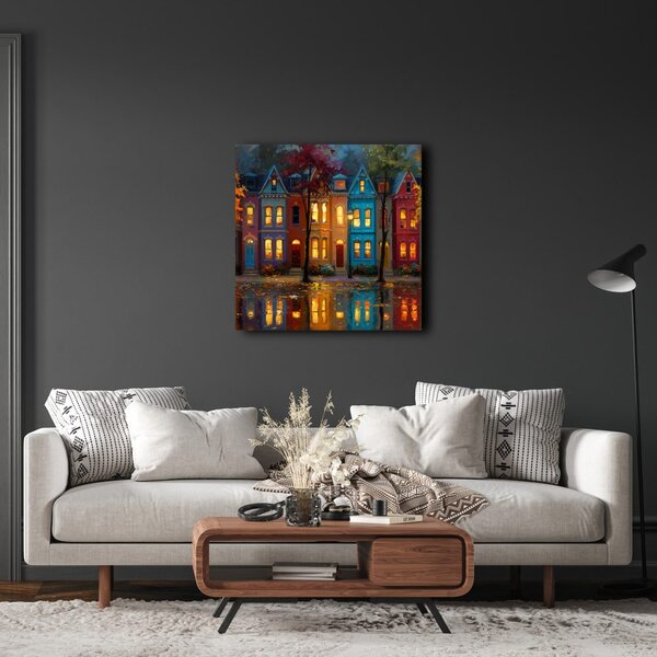 Quadro su tela – Strada luminosa di notte