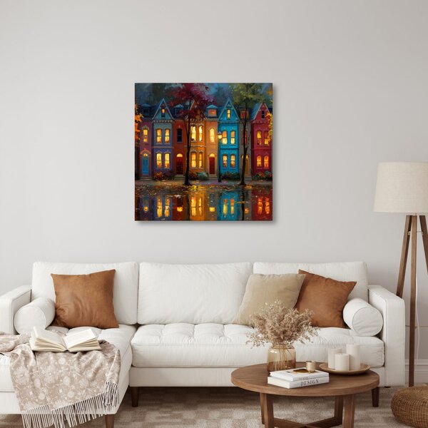 Quadro su tela – Strada luminosa di notte