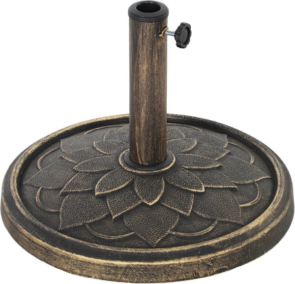 VivaGarden Base per Ombrellone da 12 kg con Manovella Integrata in Resina Metallo e Cemento 46x34 cm colore Bronzo