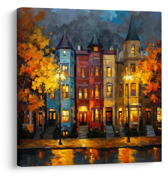 Quadro su tela – Luci d'autunno in città
