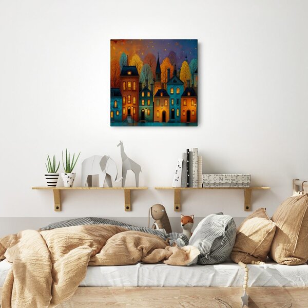 Quadro su tela – Incantevole villaggio autunnale