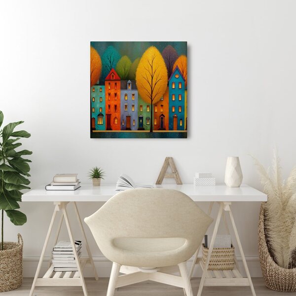 Quadro su tela – Strada autunnale con case