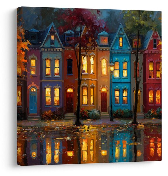 Quadro su tela – Strada luminosa di notte