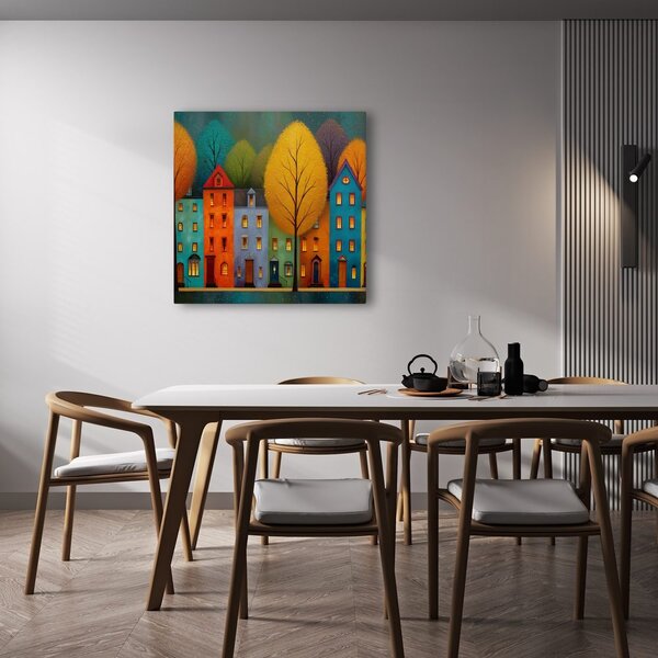 Quadro su tela – Strada autunnale con case