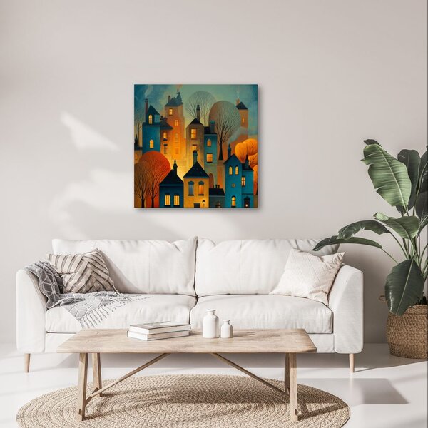 Quadro su tela – Luci festive delle case
