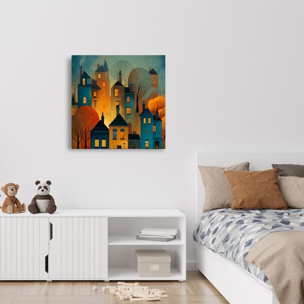 Quadro su tela – Luci festive delle case