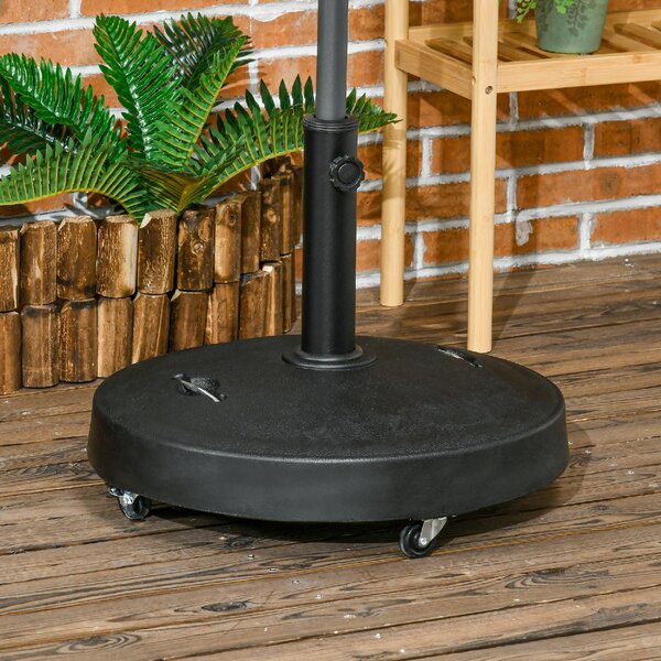 VivaGarden Base per Ombrellone da 23.5kg con 2 Manovelle e Rotelle in Resina e Acciaio 53x41 cm colore Nero