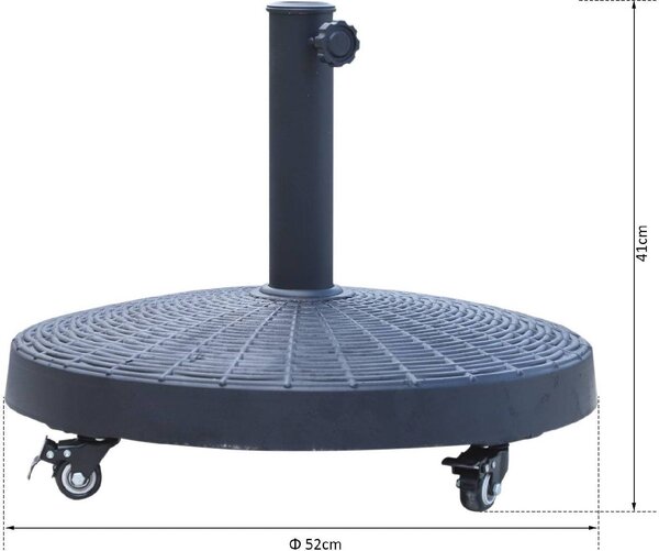 VivaGarden Base per Ombrellone da 38 mm e 4 8mm in Resina e Acciaio Nero 52 x 41cm