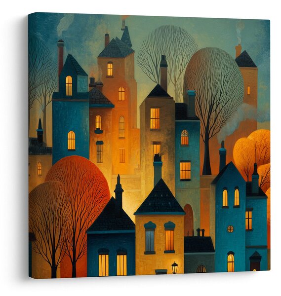 Quadro su tela – Luci festive delle case