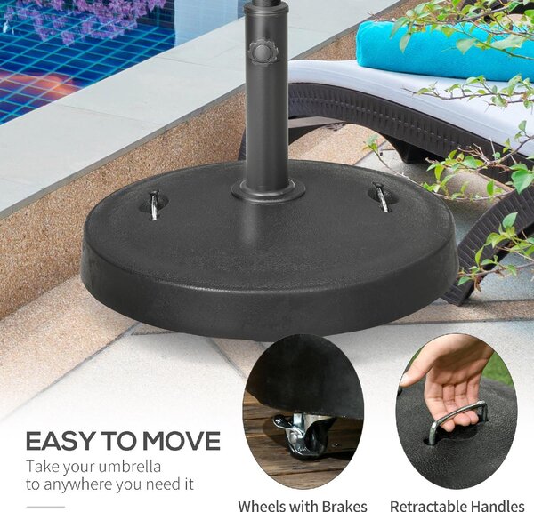 VivaGarden Base per Ombrellone da 23.5kg con 2 Manovelle e Rotelle in Resina e Acciaio 53x41 cm colore Nero