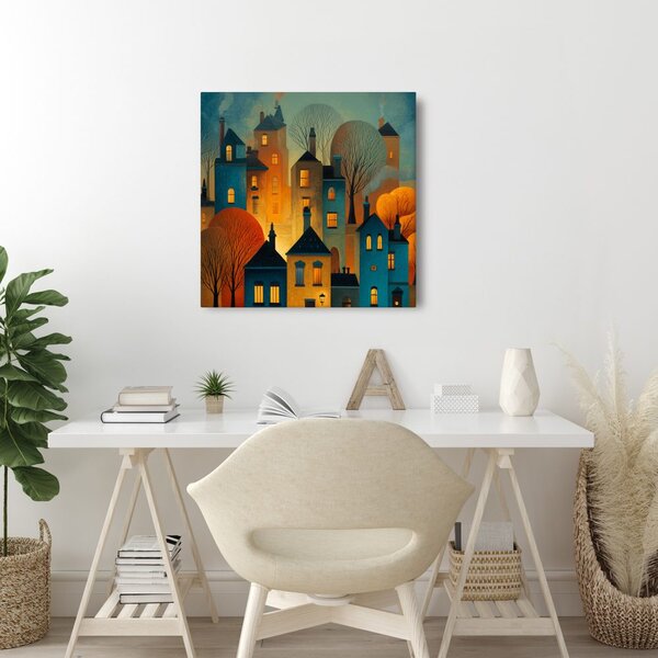 Quadro su tela – Luci festive delle case