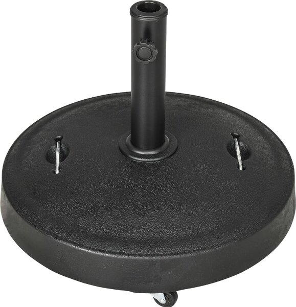 VivaGarden Base per Ombrellone da 23.5kg con 2 Manovelle e Rotelle in Resina e Acciaio 53x41 cm colore Nero