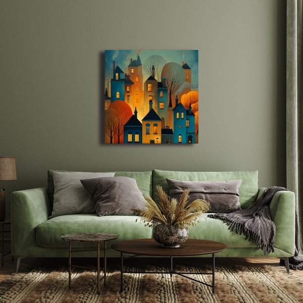 Quadro su tela – Luci festive delle case