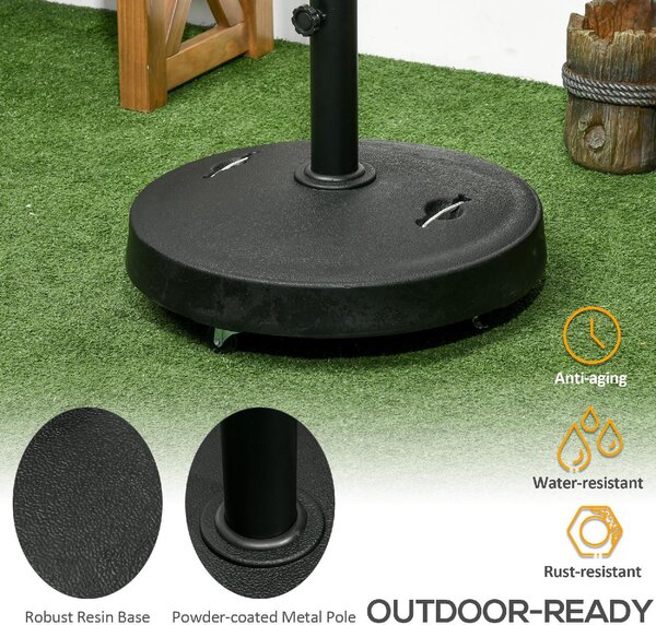 VivaGarden Base per Ombrellone da 23.5kg con 2 Manovelle e Rotelle in Resina e Acciaio 53x41 cm colore Nero