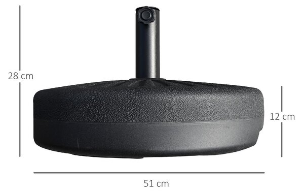 VivaGarden Base per Ombrellone da Giardino con Palo Centrale 3.8cm e 4.8cm HDPE Nero