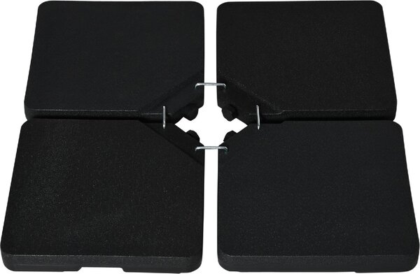 VivaGarden Base per Ombrellone da 4 Pezzi Riempibili con Acqua o Sabbia e Ganci di Connessione colore Nero