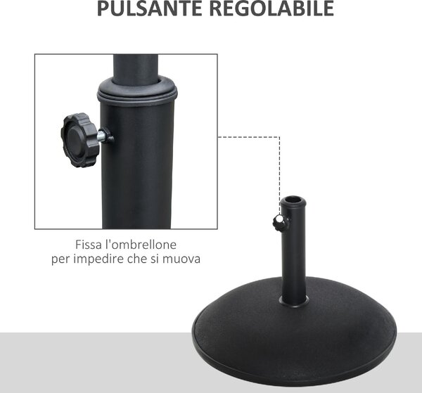 VivaGarden Base per Ombrellone da Giardino in Cemento per Ombrelloni con Palo di 35mm 38mm o 48mm Nero 50x37cm