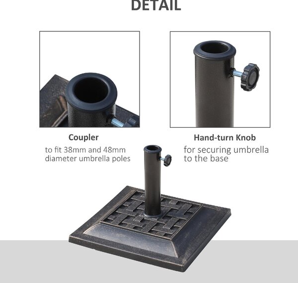 VivaGarden Base per Ombrellone da Giardino in Resina e Acciaio in Stile Vintage 44x44x32 cm Nero e Bronzo