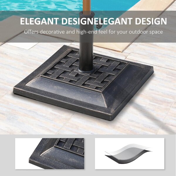 VivaGarden Base per Ombrellone da Giardino in Resina e Acciaio in Stile Vintage 44x44x32 cm Nero e Bronzo