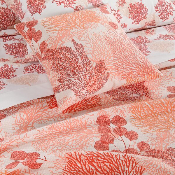 Copriletto Non Trapuntato In Cotone Piquet Coral Singolo Caleffi Coral Beach Corallo Caleffi