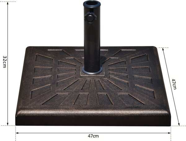 VivaGarden Base per Ombrellone Quadrata in Resina per Pali da 3.8/4.8cm 47x47x32cm