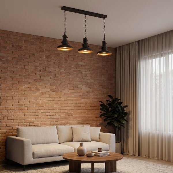Brilagi - Lampadario a catena PYRONIC 3xE27/40W/230V bronzo/patina