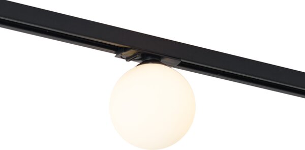 Plafoniera moderna nera con vetro bianco per sistema a binario monofase - Iconic Perle