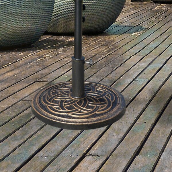 VivaGarden Base per Ombrellone Rotonda da 12kg in Resina con Decorazione per Pali da 38mm e 48mm 45x33cm Bronzo