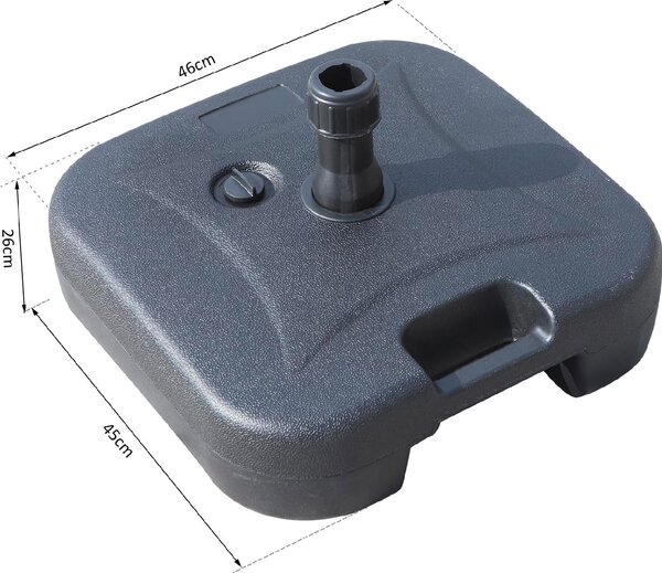 VivaGarden Base per Ombrellone Riempibile con Acqua e Sabbia HDPE Nero 46x45x26 cm
