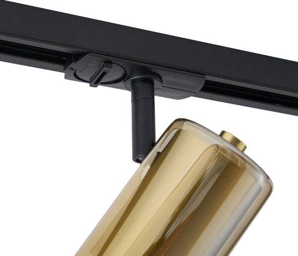 Faretto moderno oro con vetro ambrato per sistema di illuminazione a binario monofase - Iconic Lloyd