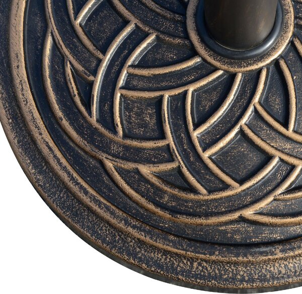 VivaGarden Base per Ombrellone Rotonda da 12kg in Resina con Decorazione per Pali da 38mm e 48mm 45x33cm Bronzo