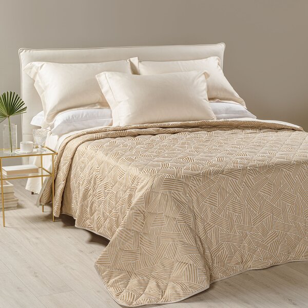 Copriletto Trapuntato In Raso Jacquard Silver Matrimoniale Dreaming Non Specificato Oro Caleffi