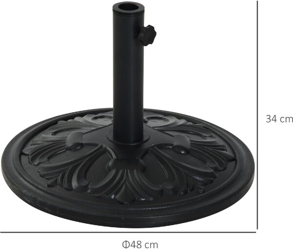 VivaGarden Base per Ombrellone Rotonda in Plastica da 13kg per Pali da 35-38-48mm Nero