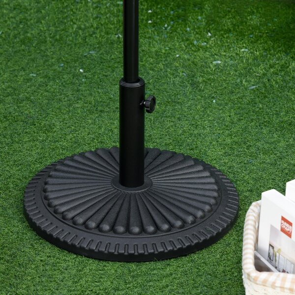 VivaGarden Base per Ombrellone Rotonda in Plastica da 15kg per Pali da 35-38-48mm 49x32Acm Nero