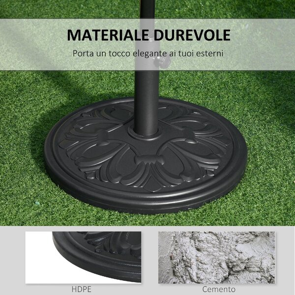 VivaGarden Base per Ombrellone Rotonda in Plastica da 13kg per Pali da 35-38-48mm Nero