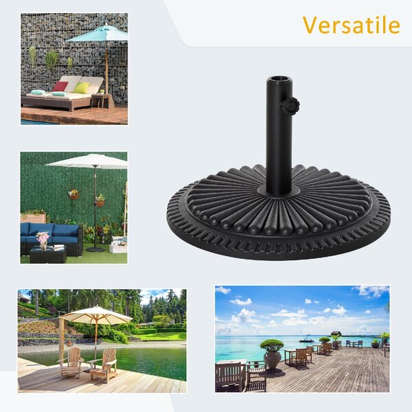 VivaGarden Base per Ombrellone Rotonda in Plastica da 15kg per Pali da 35-38-48mm 49x32Acm Nero