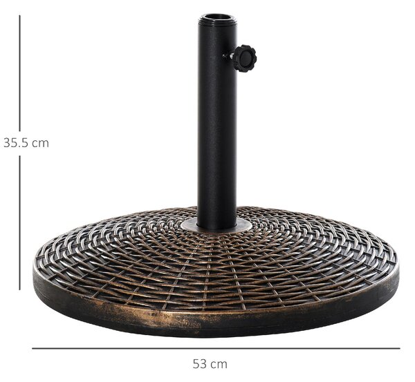 VivaGarden Base per Ombrellone Rotonda in Plastica Effetto Rattan da 25kg per Pali da 35mm 38mm 48mm