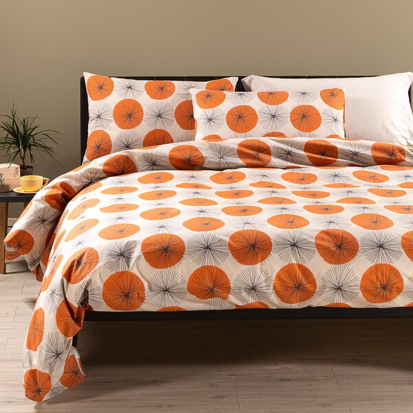 Copripiumino Con Federe In Cotone Kioto Singolo Caleffi Viva La Notte Arancio Caleffi