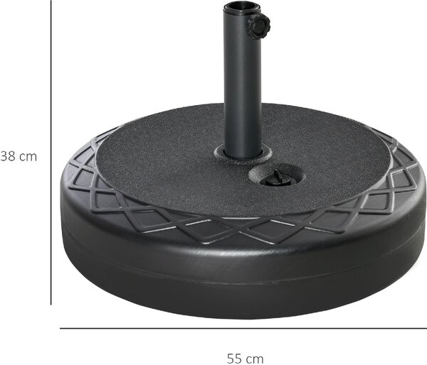 VivaGarden Base per Ombrellone Rotonda 55cm in Plastica da 30kg per Pali da 38-48mm Nero
