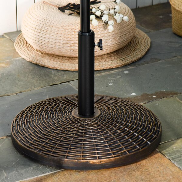 VivaGarden Base per Ombrellone Rotonda in Plastica Effetto Rattan da 25kg per Pali da 35mm 38mm 48mm