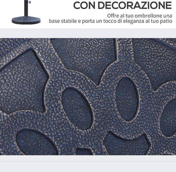 VivaGarden Base per Ombrellone Rotondo per Pali da 38 e 48 mm in Resina e Acciaio 45 cm colore Bronzo