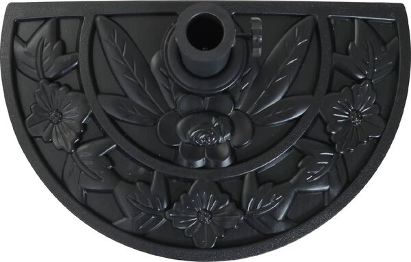 VivaGarden Base per Ombrellone Semicircolare da 9 kg in HDPE Cemento e Metallo con Motivi Floreali 50x32x32 cm Nero